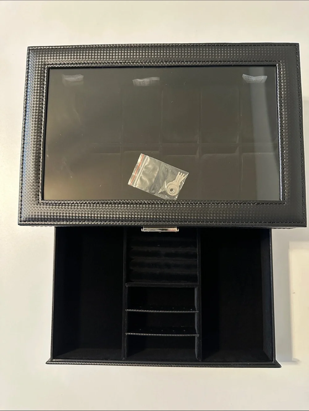 12 slot Watch box,2 layer lockable watch case with glass lid with 1 drawer for 💍